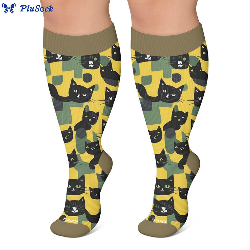 Chaussettes de compression grandes tailles style chat amusant - image 2