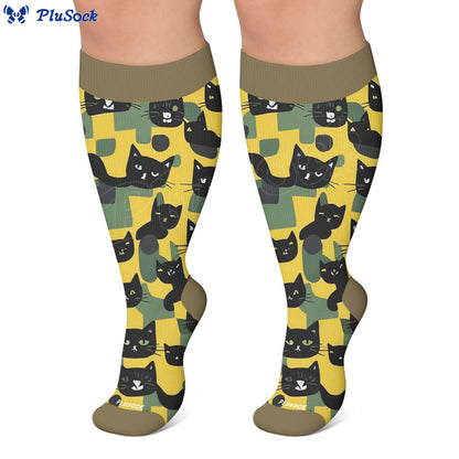 Chaussettes de compression grandes tailles style chat amusant - image 2