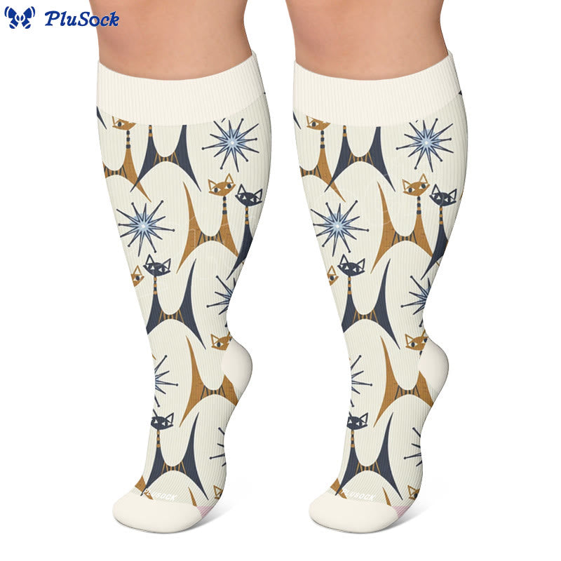 Chaussettes de compression grandes tailles style chat amusant - image 3