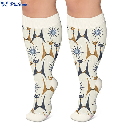 Chaussettes de compression grandes tailles style chat amusant - image 3