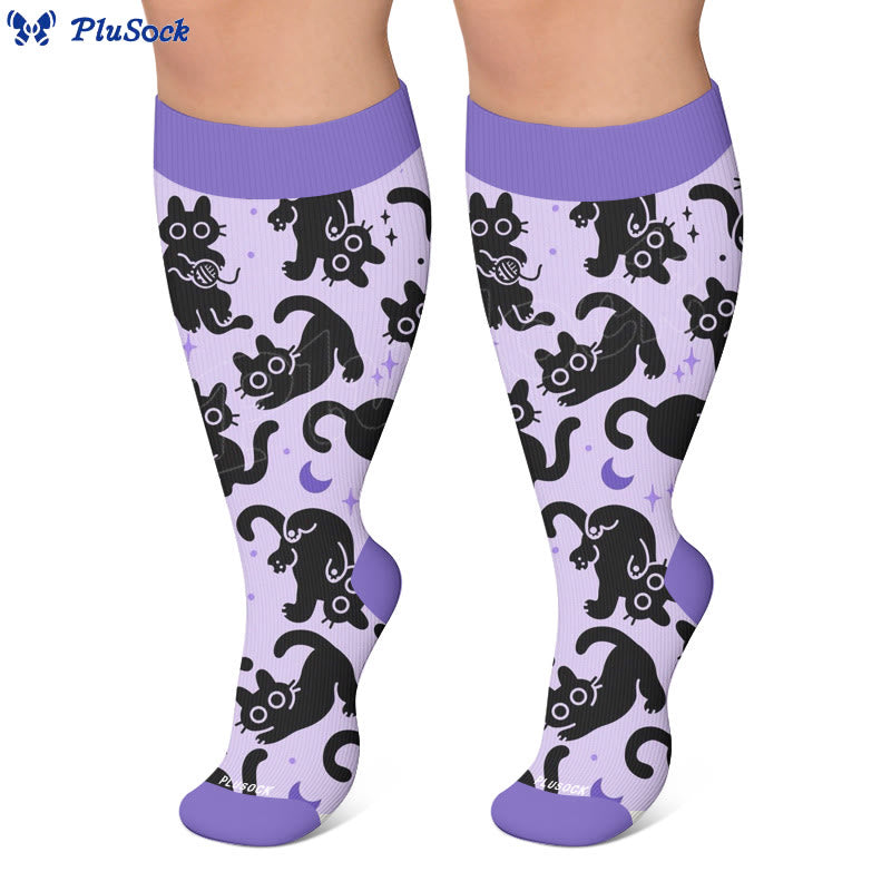 Chaussettes de compression grandes tailles style chat amusant - image 4