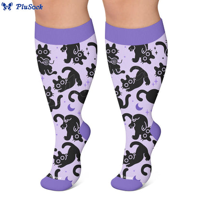 Chaussettes de compression grandes tailles style chat amusant - image 4