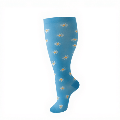 Chaussettes de compression fleuries d'inspiration vintage grandes tailles (4 paires) - image 13
