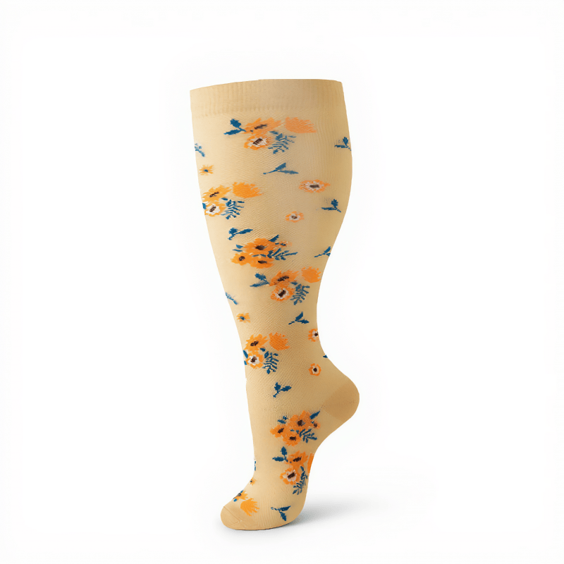 Chaussettes de compression fleuries d'inspiration vintage grandes tailles (4 paires) - image 11