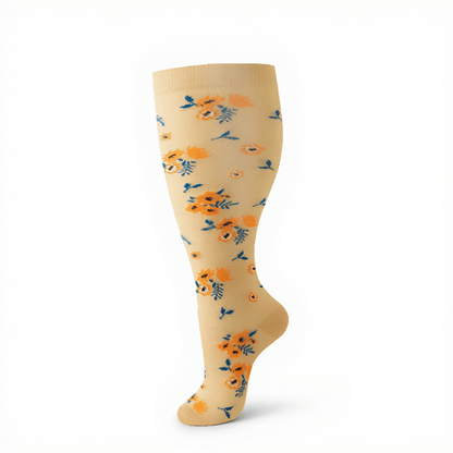 Chaussettes de compression fleuries d'inspiration vintage grandes tailles (4 paires) - image 11