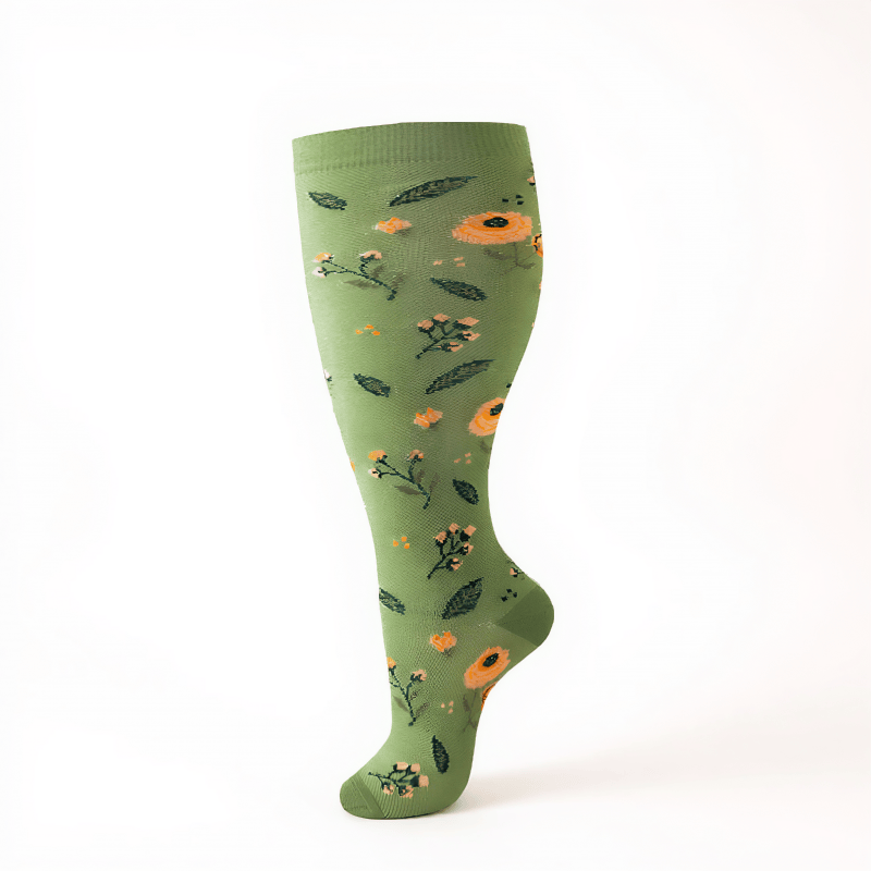 Chaussettes de compression fleuries d'inspiration vintage grandes tailles (4 paires) - image 14