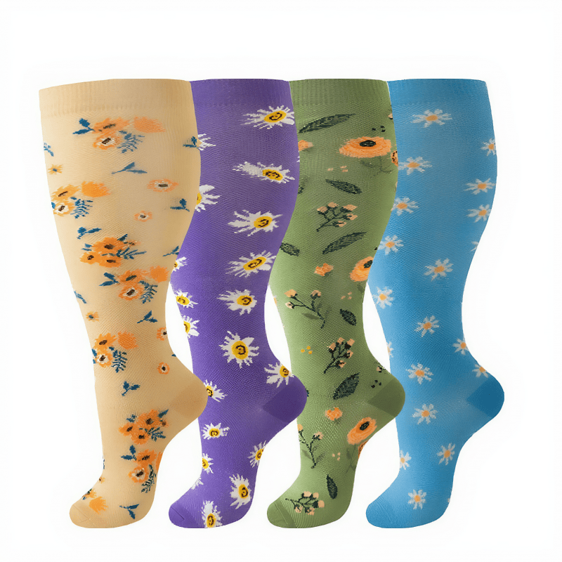 Chaussettes de compression fleuries d'inspiration vintage grandes tailles - image 2