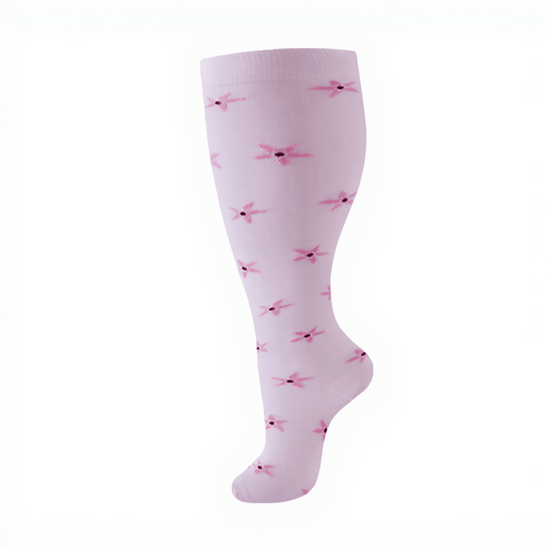 Chaussettes de compression élégantes à motif floral grandes tailles (3 paires) - image 10