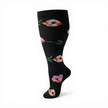 Chaussettes de compression élégantes à motif floral grandes tailles (3 paires) - image 11