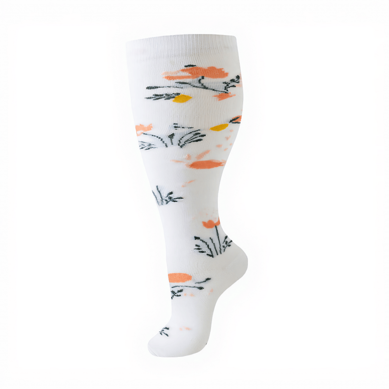 Chaussettes de compression élégantes à motif floral grandes tailles (3 paires) - image 9