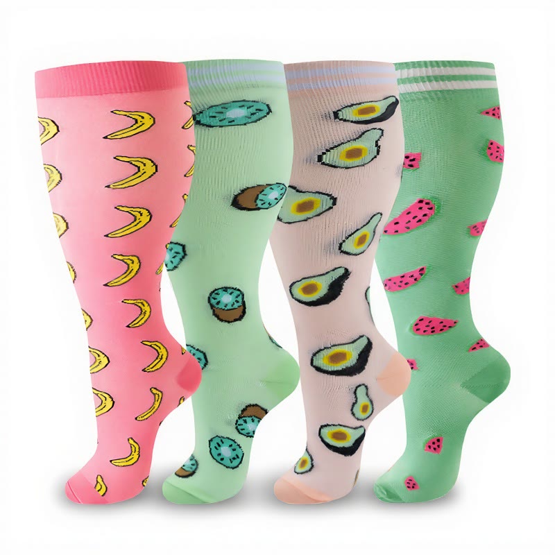 Chaussettes de compression grandes tailles à motifs fruités (4 paires) - image 2