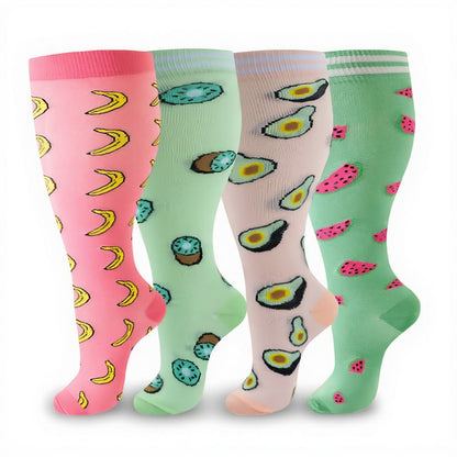 Chaussettes de compression grandes tailles à motifs fruités (4 paires) - image 2