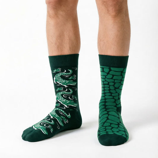 Chaussettes courtes crocodile dessin animé - Vert - UE35-43 (US2-9) - image 0