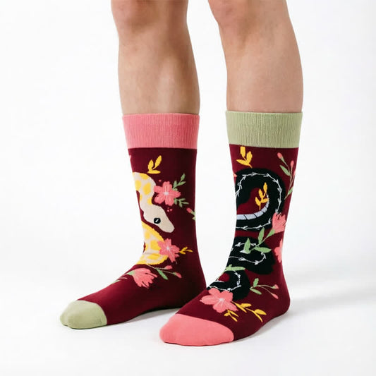 Chaussettes courtes à motif serpent - Rouge - UE35-43 (US2-9) - image 0