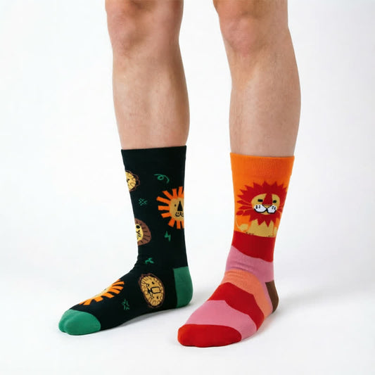 Chaussettes courtes à motif lion joueur - Rouge - UE35-43 (US2-9) - image 0