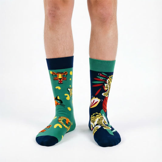 Chaussettes courtes à motif tigre joueur - Vert - UE35-43 (US2-9) - image 0