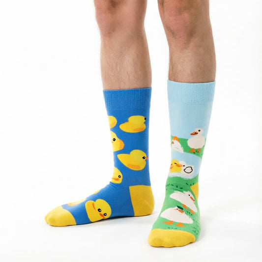 Chaussettes courtes mignonnes à motif d'oie et de canard - Bleu - UE35-43 (US2-9) - image 0