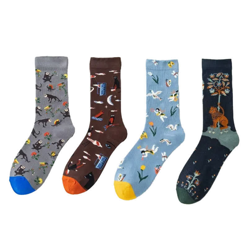 Chaussettes à motif dessiné à la main (4 paires) - image 5