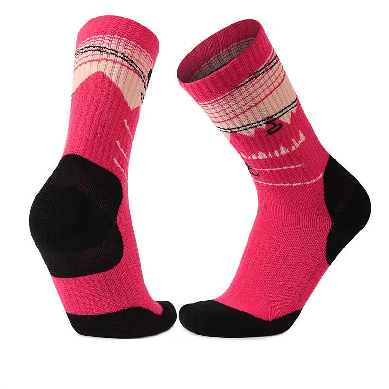 Chaussettes de randonnée mi-mollet en laine rembourrées - Rouge - UE35-39 (US2-6) - image 5