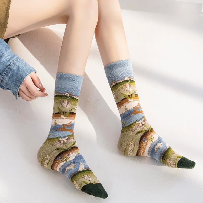 Chaussettes courtes à motifs de peinture ludiques (4 paires) - image 4