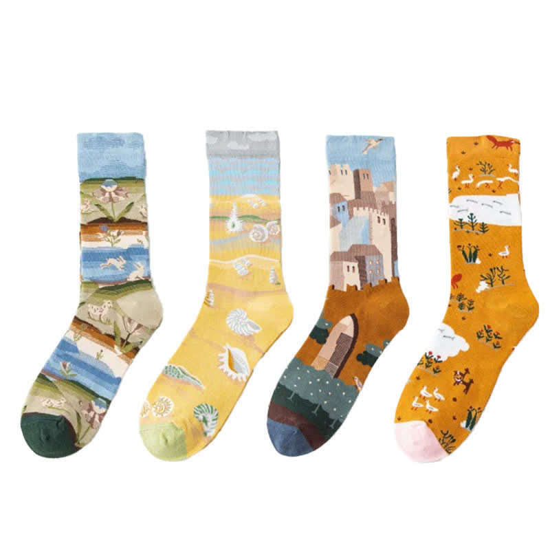 Chaussettes courtes à motifs de peinture ludiques (4 paires) - image 5