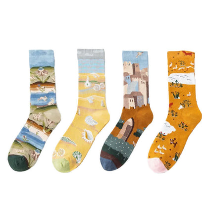 Chaussettes courtes à motifs de peinture ludiques (4 paires) - image 5