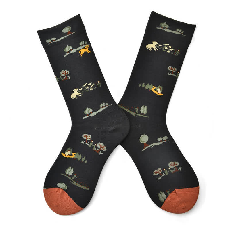 Chaussettes vintage style campagne (3 paires) - Rouge - 42(US2-8,5) - image 1