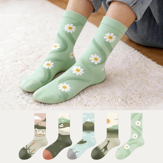 Chaussettes Flower Field (5 paires) - Multicolore - UE35-43 (US2-9) - image 0