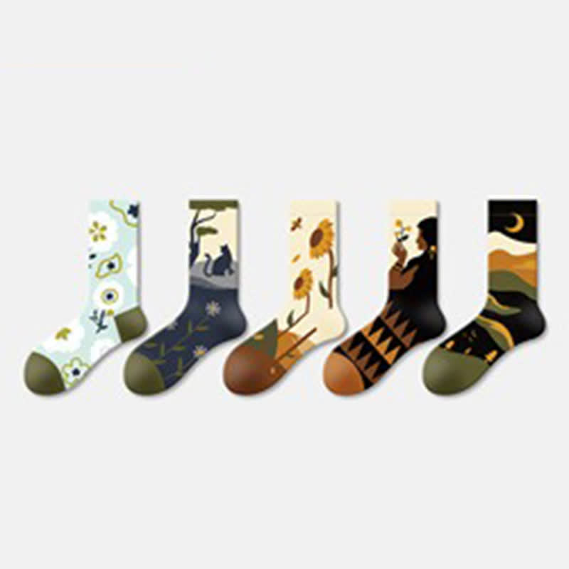 Chaussettes à motif floral (5 paires) - image 1
