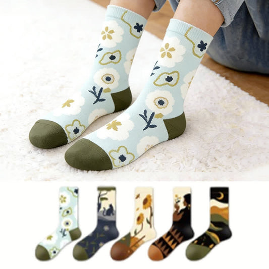 Chaussettes à motif floral (5 paires) - Multicolore - UE35-43 (US2-9) - image 0