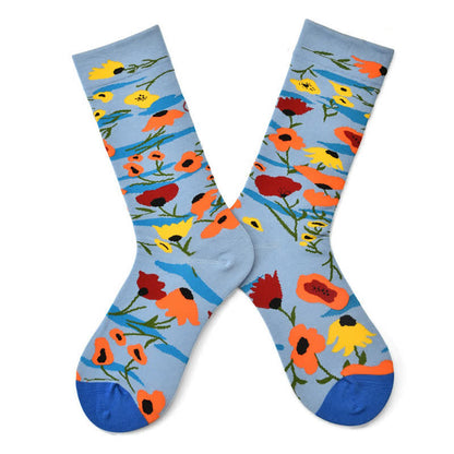 Chaussettes vintage à fleurs (3 paires) - Bleu - 42(US2-8,5) - image 1