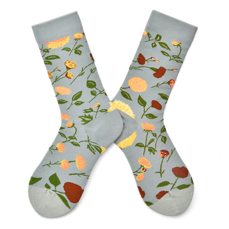 Chaussettes vintage à fleurs (3 paires) - Gris - 42(US2-8,5) - image 2