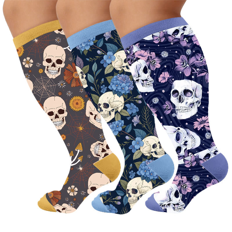 Chaussettes de compression Skull Series grandes tailles - Multicolore (3 paires) - 4XL - image 4