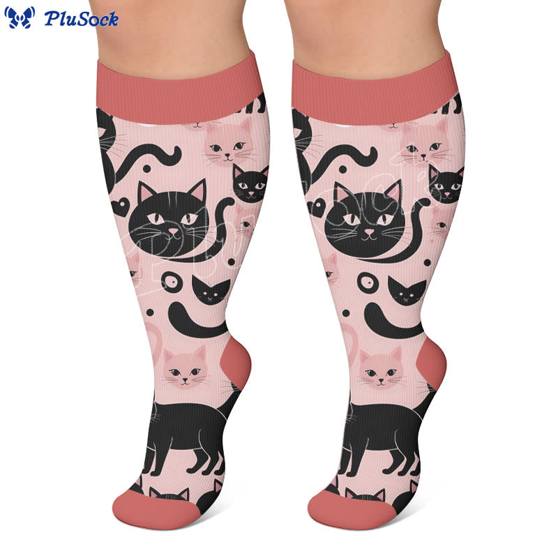 Chaussettes de compression grandes tailles à motif chat - image 4