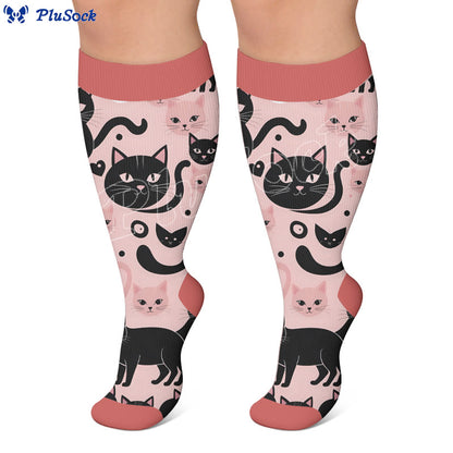 Chaussettes de compression grandes tailles à motif chat - image 4