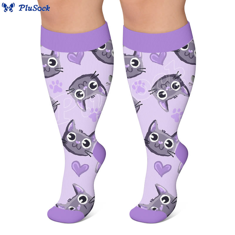 Chaussettes de compression grandes tailles à motif chat - image 3