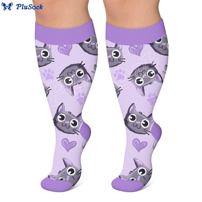 Chaussettes de compression grandes tailles à motif chat - image 3