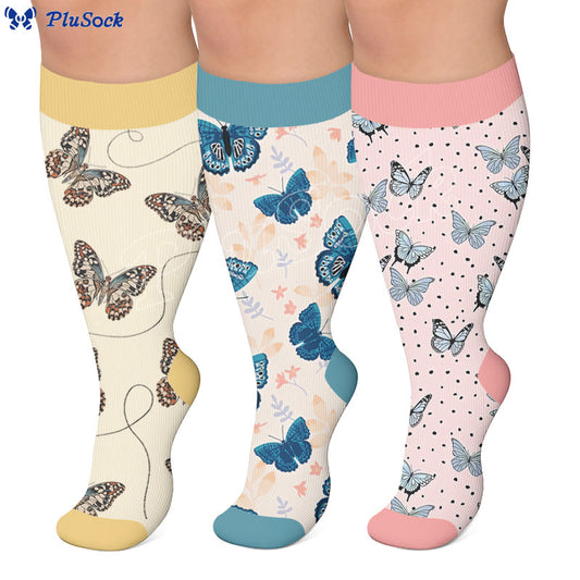 Chaussettes de compression rétro papillon grandes tailles - image 0