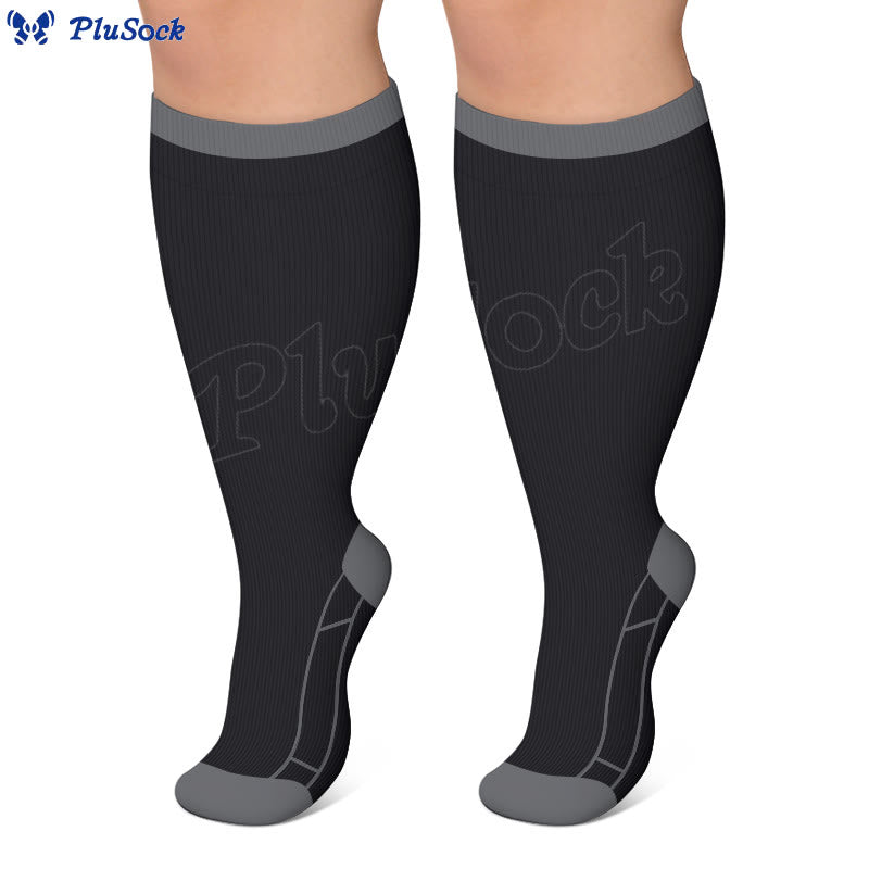 Chaussettes de compression unies classiques grandes tailles - image 1