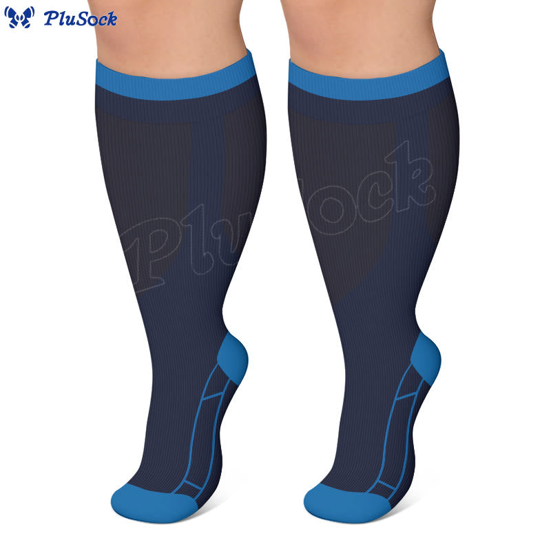 Chaussettes de compression unies classiques grandes tailles (4 paires) - image 4