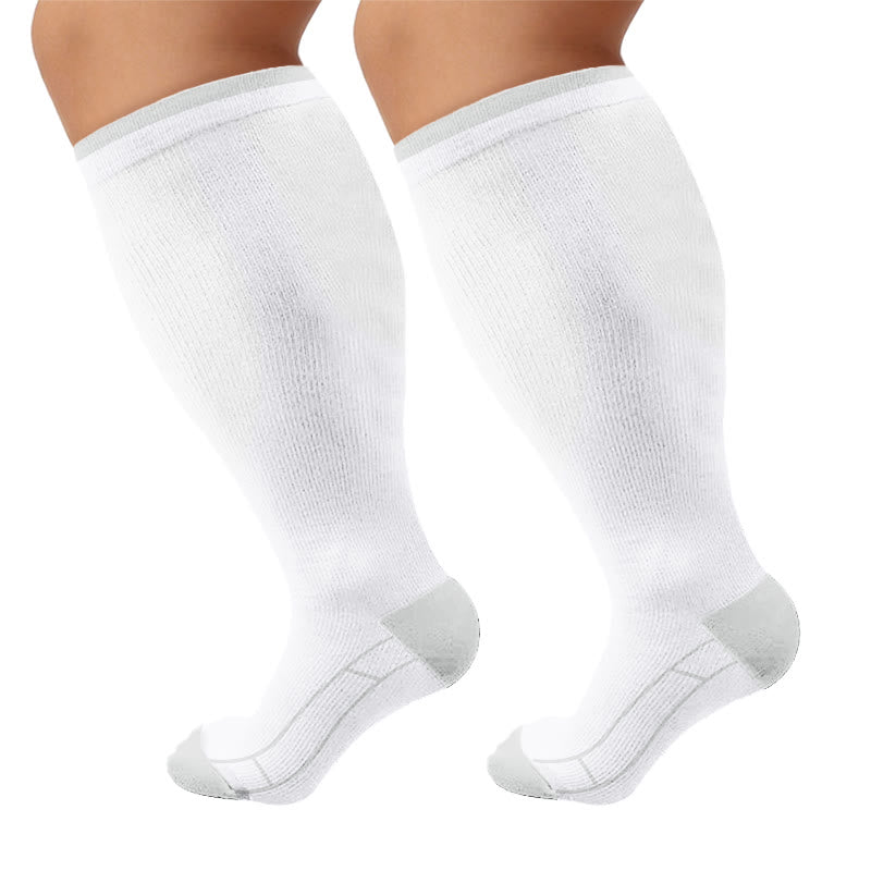 Chaussettes de compression unies classiques grandes tailles (4 paires) - Blanc - 4XL - image 7