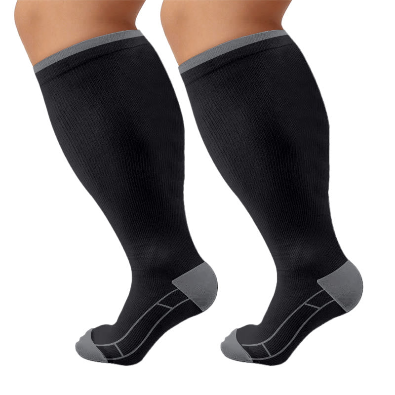 Chaussettes de compression unies classiques grandes tailles (4 paires) - Noir - 4XL - image 8