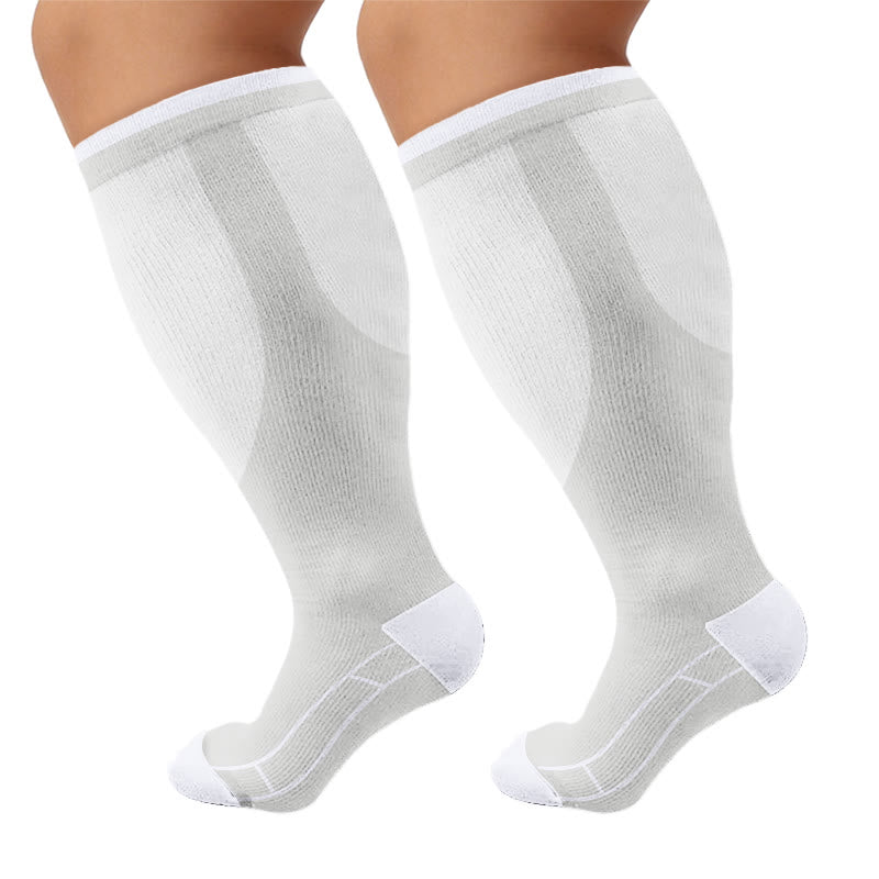 Chaussettes de compression unies classiques grandes tailles (4 paires) - Gris - 4XL - image 10