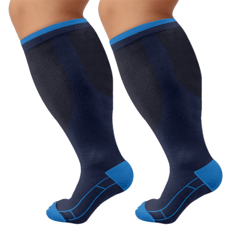 Chaussettes de compression unies classiques grandes tailles (4 paires) - Bleu marine - 4XL - image 9