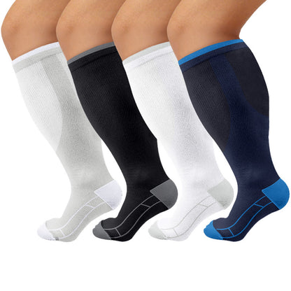 Chaussettes de compression unies classiques grandes tailles (4 paires) - Multicolore - 4XL - image 1