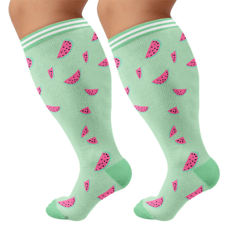 Chaussettes de compression fruitées et amusantes grandes tailles - Pastèque - 4XL - image 8