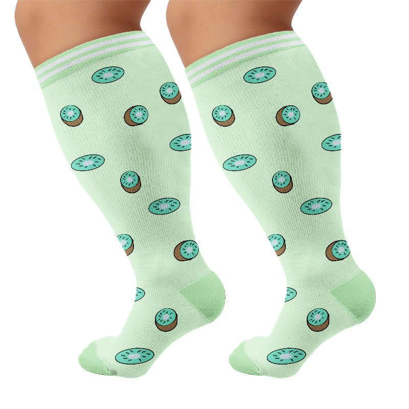 Chaussettes de compression fruitées et amusantes grandes tailles - Kiwi - 4XL - image 7