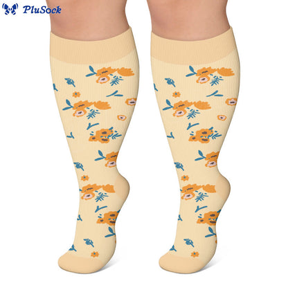 Chaussettes de compression fleuries d'inspiration vintage grandes tailles (4 paires) - image 3