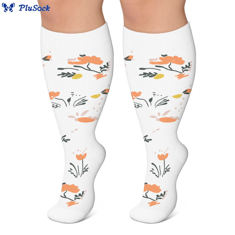 Chaussettes de compression élégantes à motif floral grandes tailles (3 paires) - image 4