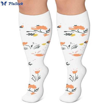 Chaussettes de compression élégantes à motif floral grandes tailles (3 paires) - image 4